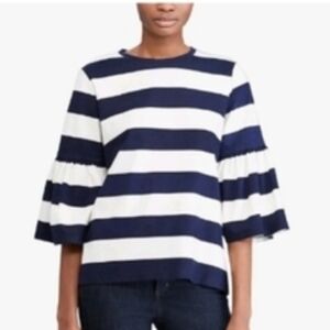 Lauren Ralph Lauren Striped Navy and White Top